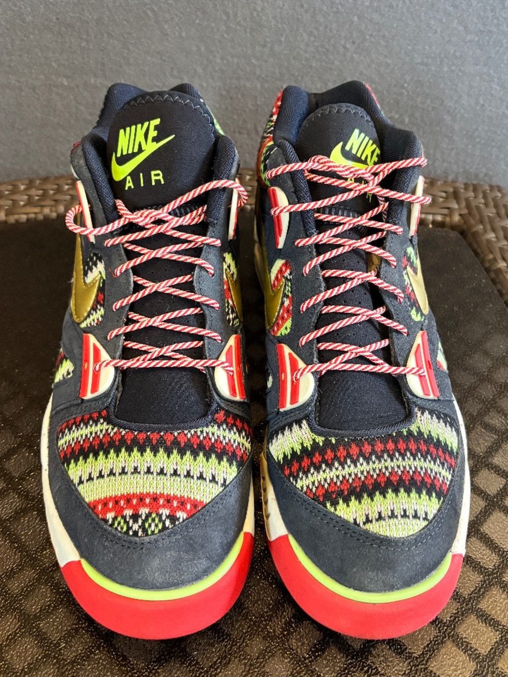 Nike Air Tech Challenge 3QS Ugly Christmas Sweater Lace Up Sneakers Size 13